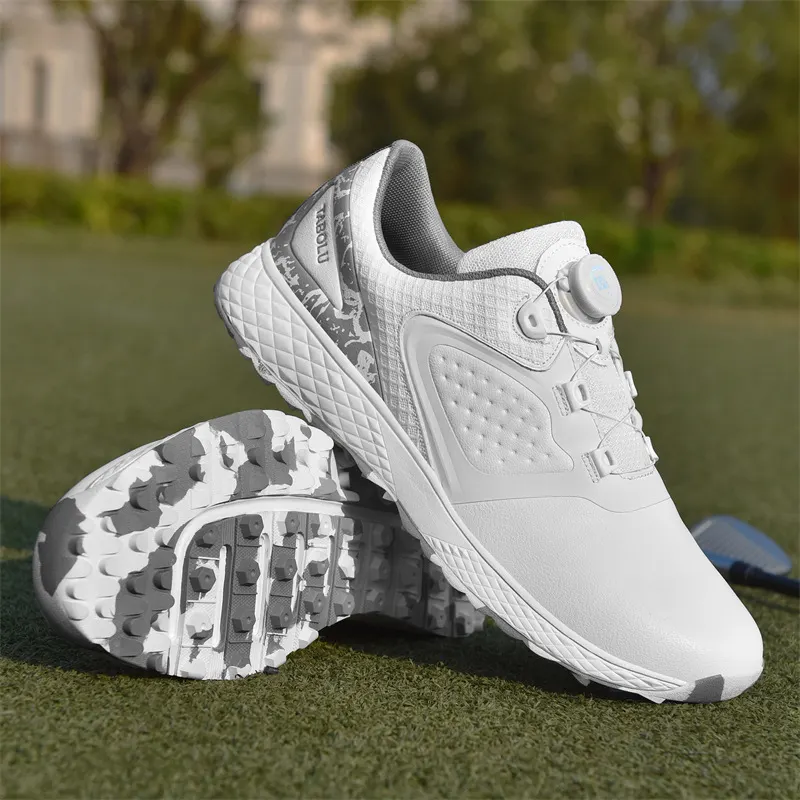 White Golf Shoes Men Women Waterproof Golf Sneakers Non-slip Spikeless Golf Trainers Leather Outdoor Sports Leather Golf Shoes - image 1