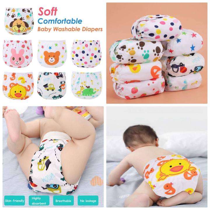 MoonCare - 2 Pcs Washable and Reusable Button Diper with 2 pcs Pad for 0-24 months baby