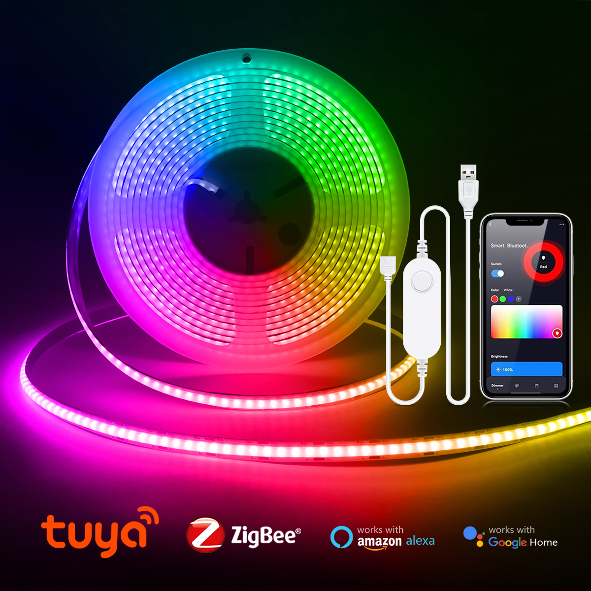 Zigbee 3.0 RGB W/CCT Single Color Changeable Light Switch Tuya Smart Home Alexa Dimmable LED Dimmer WiFi Switch for LED Strip