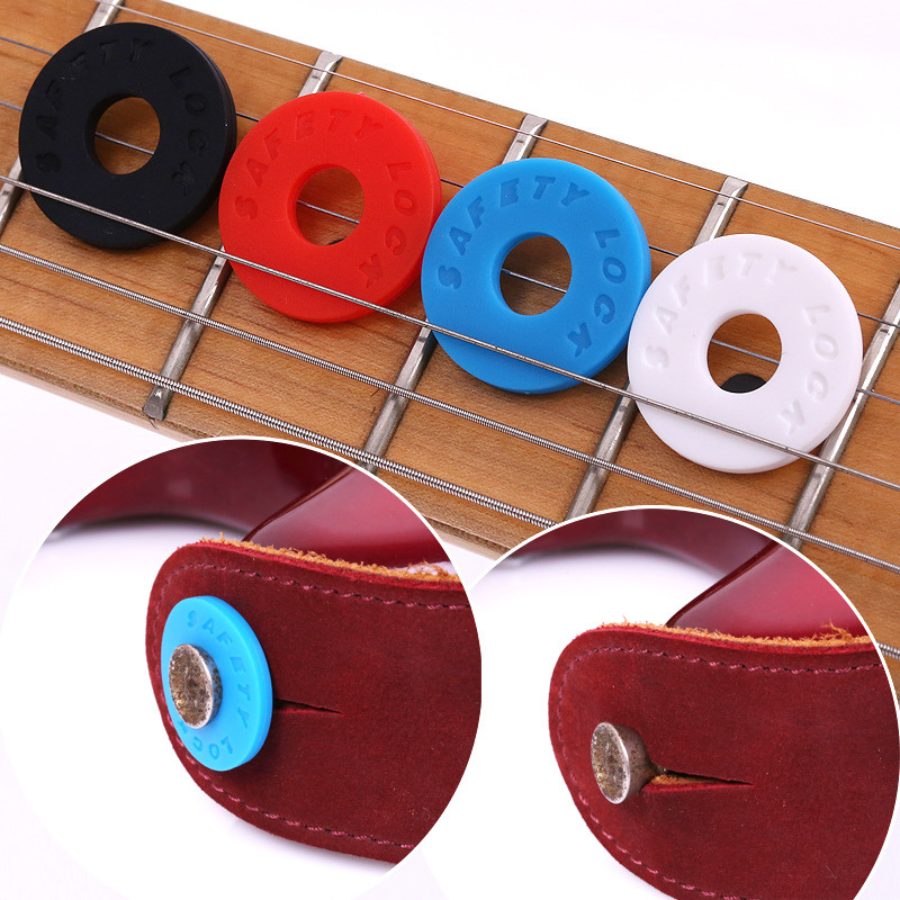 4 pieces/set guitar strap lock blocks guitar protectors guitar locks black guitar strap locking silicone strap lock