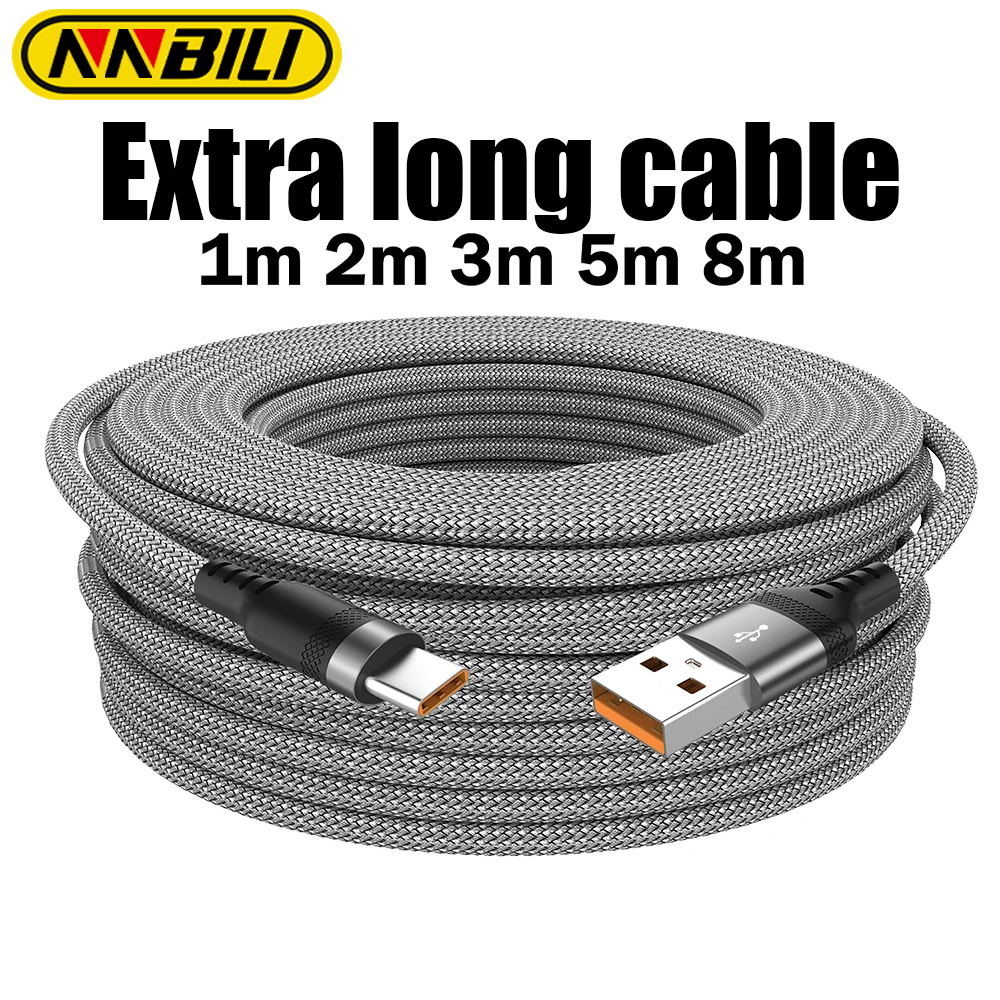 NNBILI Type C Cable 5A Super Fast Charge Cable 3m 5m 8m Universal USB C Extend Data Cable For IPhone15