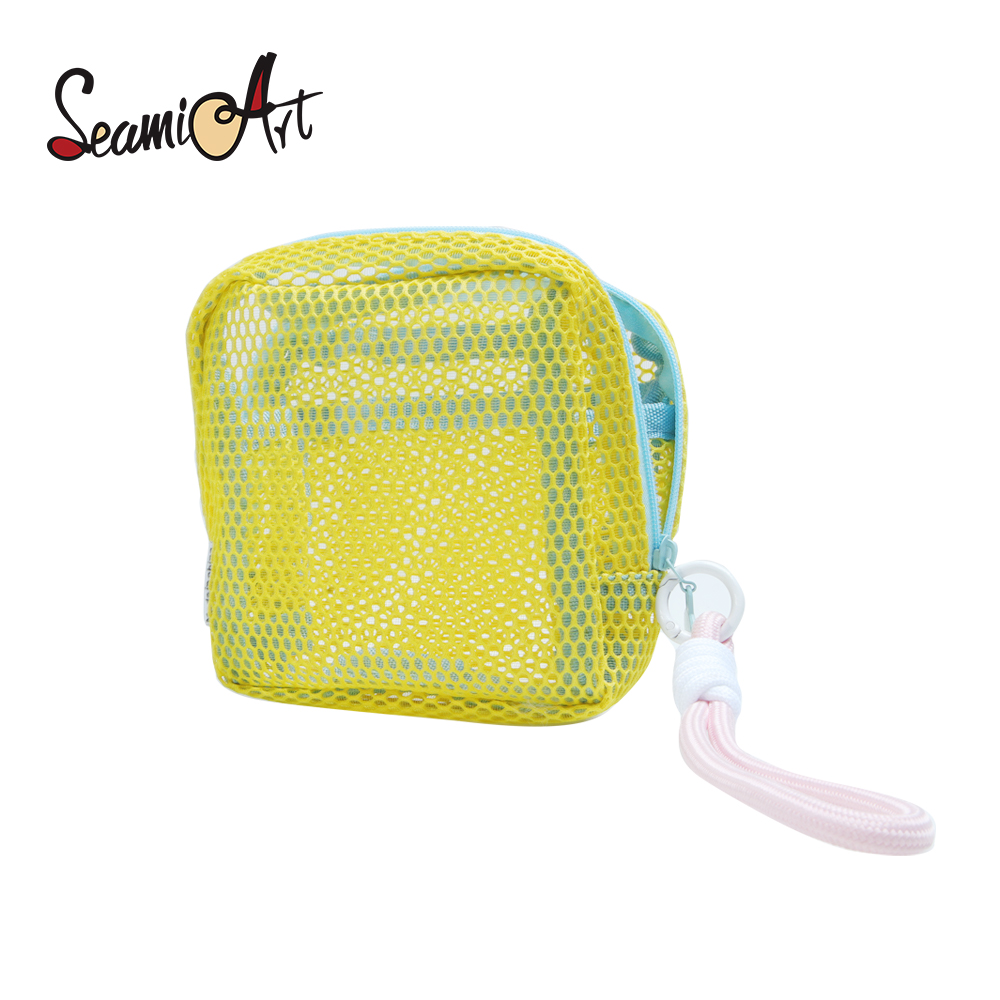 SeamiArt 1pc Mesh Storage Bag Dopamine Color Travel Portable Multifunctional Cosmetic Bag for School Art Supplies