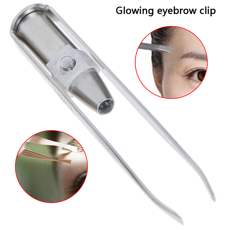 1Pcs Led Light Stainless Steel Make Up Tool Eyebrow Beauty Hair Removal Tweezer dr. eyemo