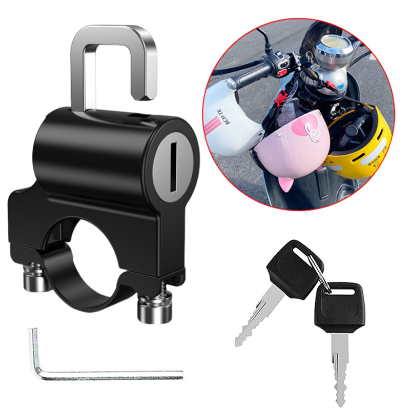 Universal Motorcycle Helmet Lock Anti-Theft Fixed Lock Handlebar Mount Bicycle Electric Motorbike Security Lock Accessories