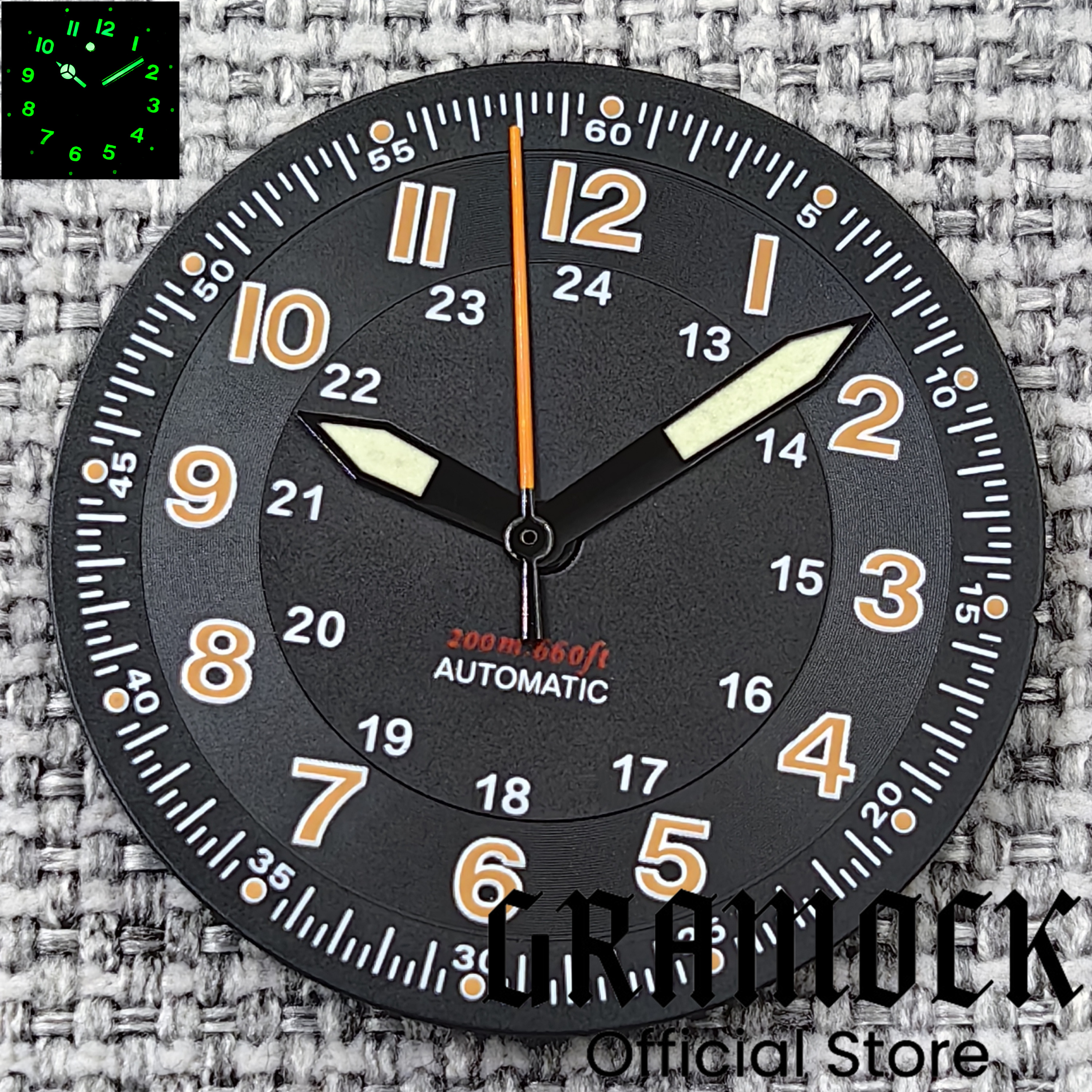 GRAMOCK Pilot Dial 29mm White Field Watch Dial Yellow Number For NH35 ETA PT5000 Miyota DG2813 ST2130 Movement Hand Set Luminous