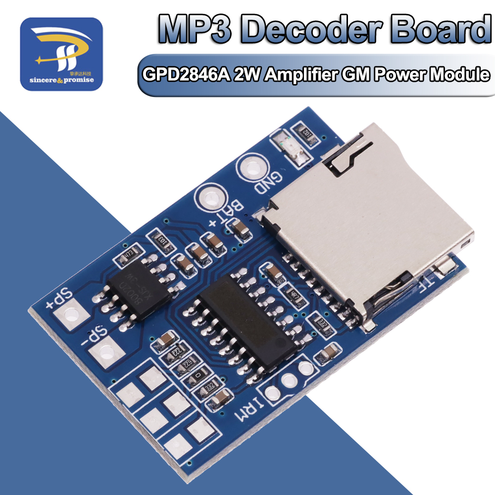 GPD2846A TF Card MP3 Decoder Board 2W Amplifier Module for Arduino GM Power Supply Module