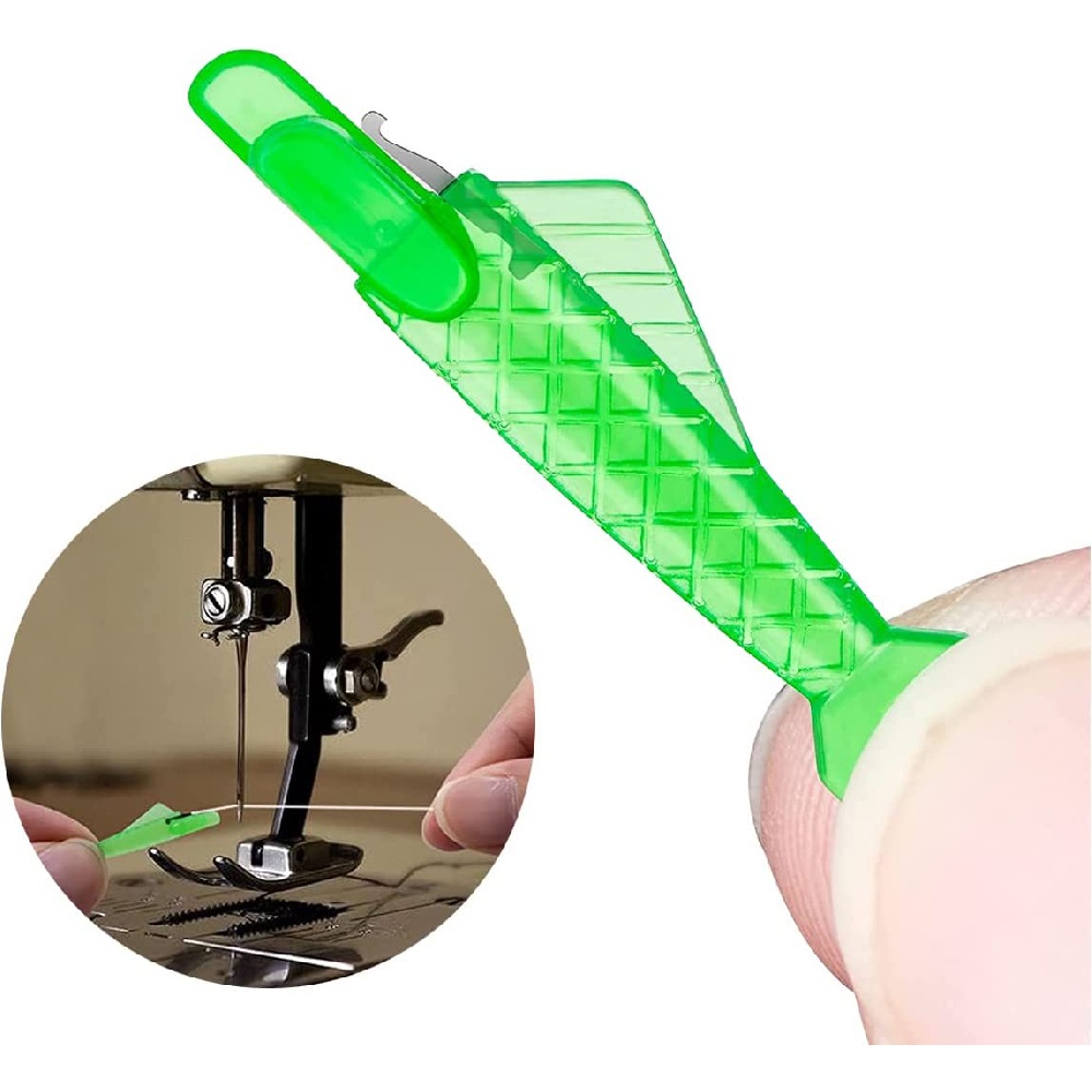 Mini Sewing Machine Needle Threader Plastic Automatic Changer Craft Green Fish Type Changer Stitch Insertion Tool for Elderly