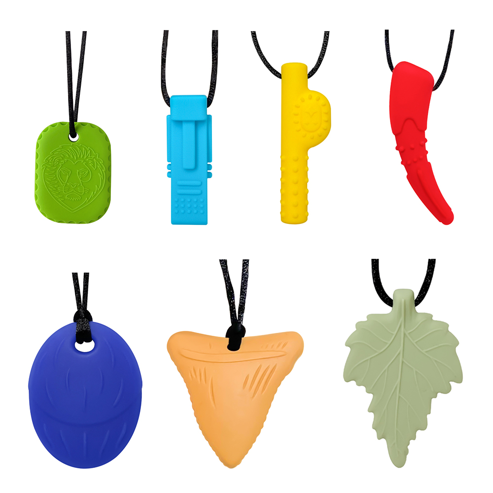 1pcs silicone teether children building block chewing necklace sensory chewing molar pendant oral motor toy for ADHD boy