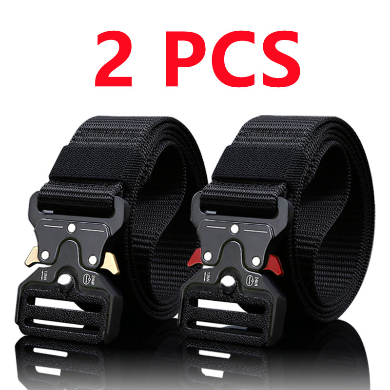 2pcs Versatile Men's Belts - Durable, Quick Release Design - for Outdoor Hunting & Sports Enthusiasts