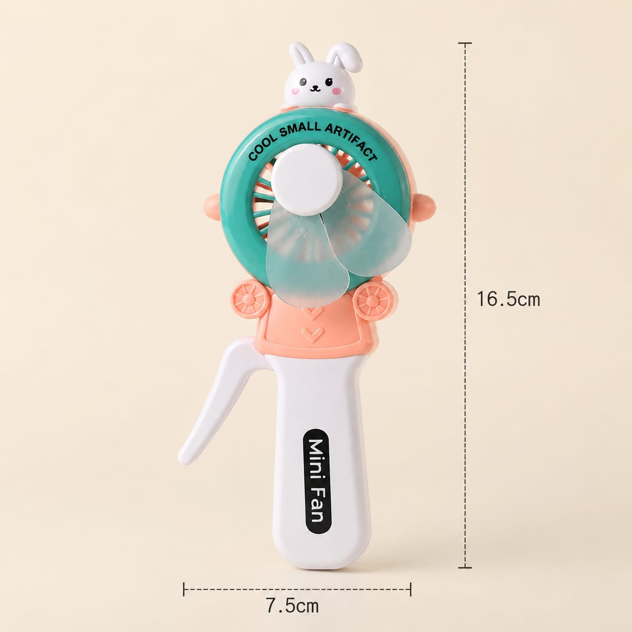 Cute Rabbit Hand Press Mini Fan - Portable Cooling Toy Fan for Kids & Students, Eco-Friendly Mechanical Handheld Fan No Battery Required, Pocket Cartoon Air Cooler for Summer Travel & School