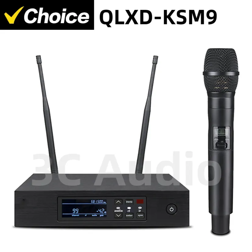 QLXD-KSM9 500/600MHz True Diversity Professional Wireless Microphone System Condenser Metal Handheld Party Stage performances