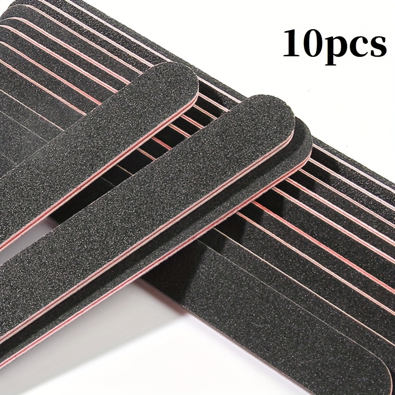 Professional Double-Sided Nail File Set10Pieces，100/180Black Matte Board Nail Tools and Polishing Files，Washable Double-Sided Na