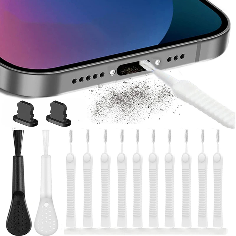 14pcs Universal Cleaning Brush Bluetooth Wireless Headphones Dust Removal Tools for IPhone IPad AirPods Charging Port Dust Plug