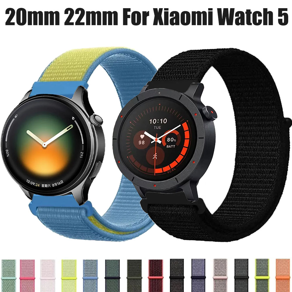 22mm 20mm Nylon Strap for Watch 5 Flag Style Comfortable WatchBand for CMF Watch 3 Pro/ Watch 5/GT6/5/4/3 Pro 46mm