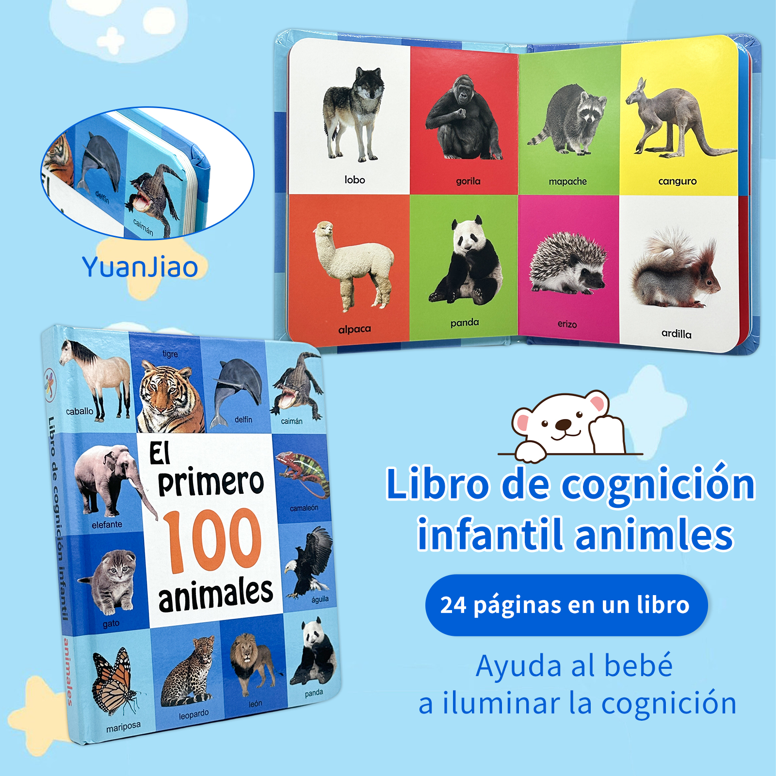 Montessori Spanish Learning Book - Helps Identify Animals and Build Vocabulary (Preschool )