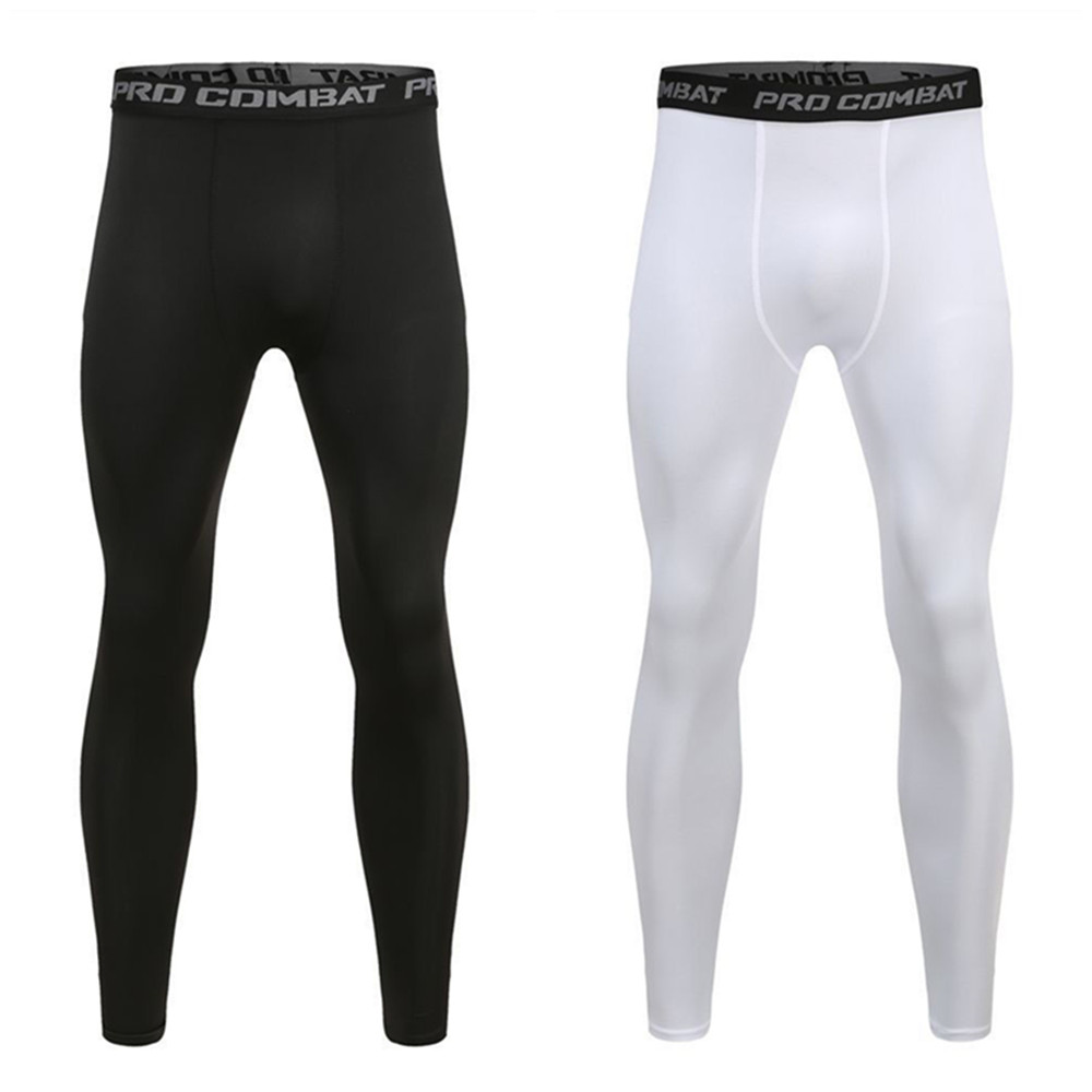 Men Compression Base Layer Running Tight Shorts Sport 3/4 Cropped Pant Leggings Gym Basketball Fitness Exercise Cycling Trousers
