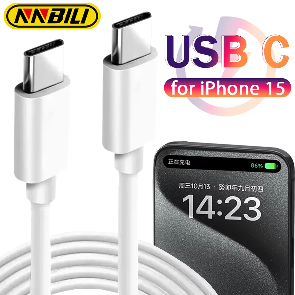 NNBILI PD 40W/27W USB C To Type C Quick Charger Data Cables for iPhone 15/16 Pro Max Dual Type C Wire Cord Mobile Phone Charging