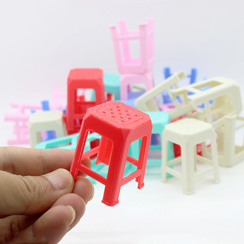 1PC Dollhouse Miniature Plastic Stool Small Chair Model Doll House Mini Simulation Living Room Furniture Decor Toy Accessories