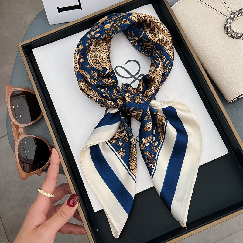 1pc Luxury Brand Hijab Design Shawl Wrap Print Square Scarf Women Female Hair Hand Wrist Foulard Headband New Bandana