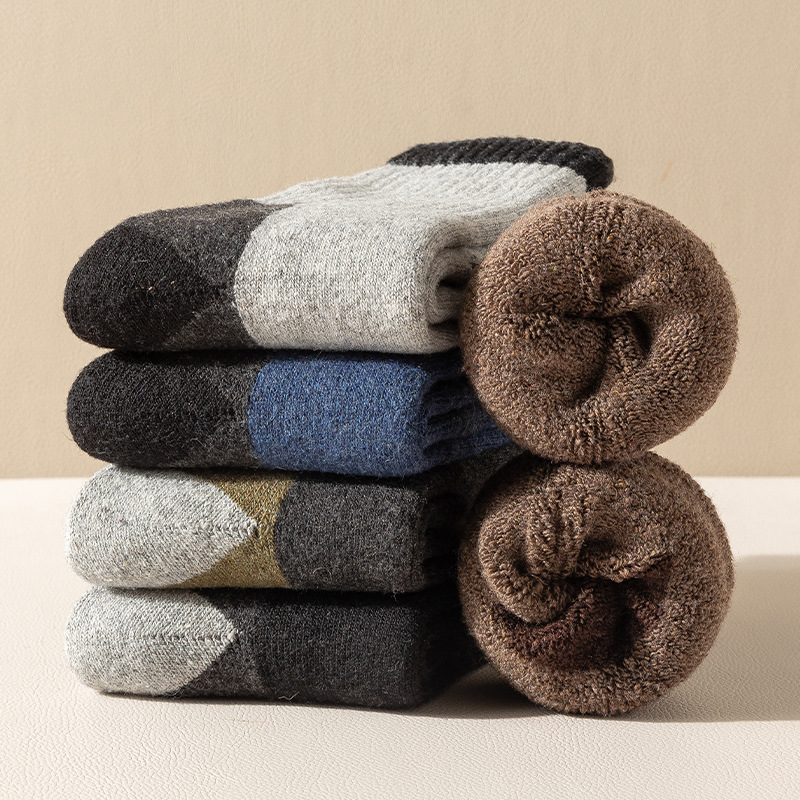 5 Pairs Winter Men's Durable Wool Socks Autumn Winter Warm Women's Hiking Anti-Odor Outdoor Sports Socks Snow Warmer Socks