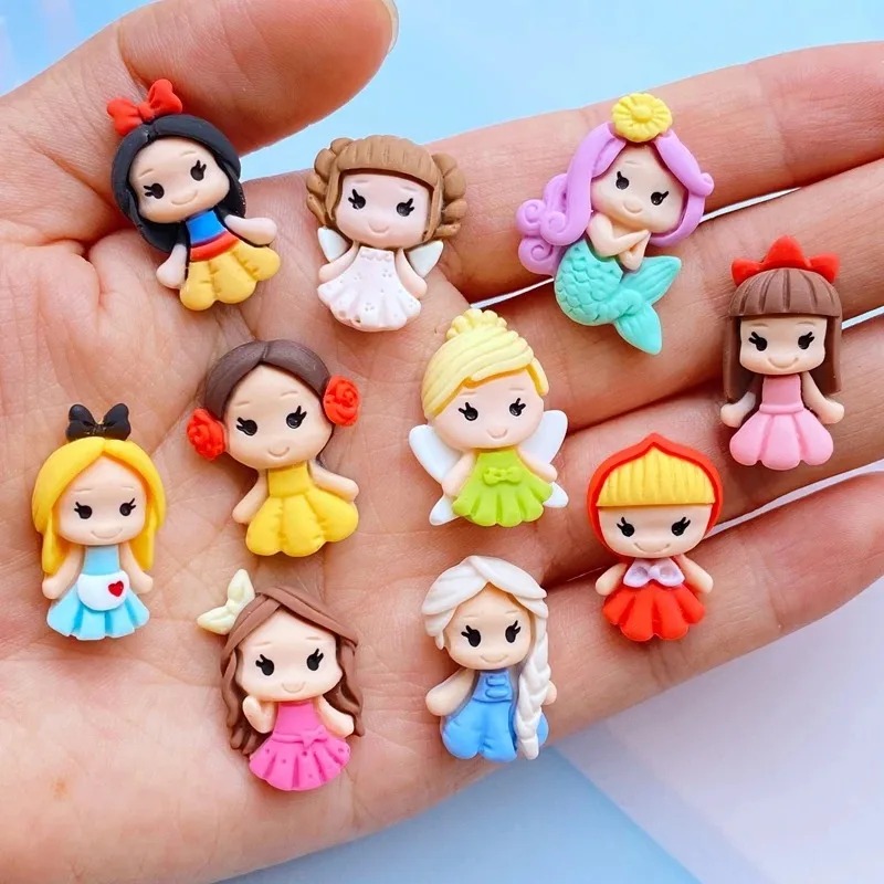 10Pcs New Resin Mini Lovely Princess Back Flat Back Cabochon Scrapbook Kawaii DIY Embellishments Accessories