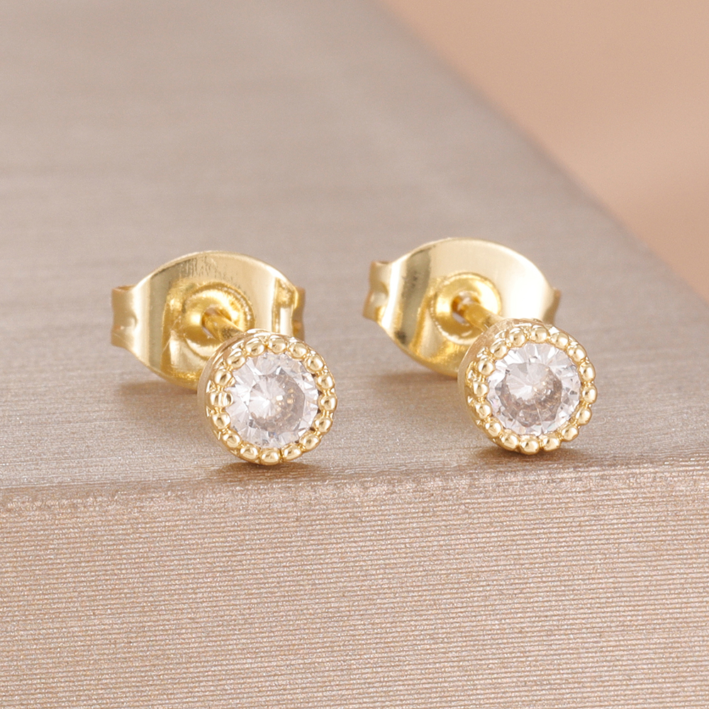 2PCS Fashion Geometry Zirconia Twinkle Star Stud Earrings For Women Shinny Crystal Gold Color Party Cartilage Piercing Jewelry