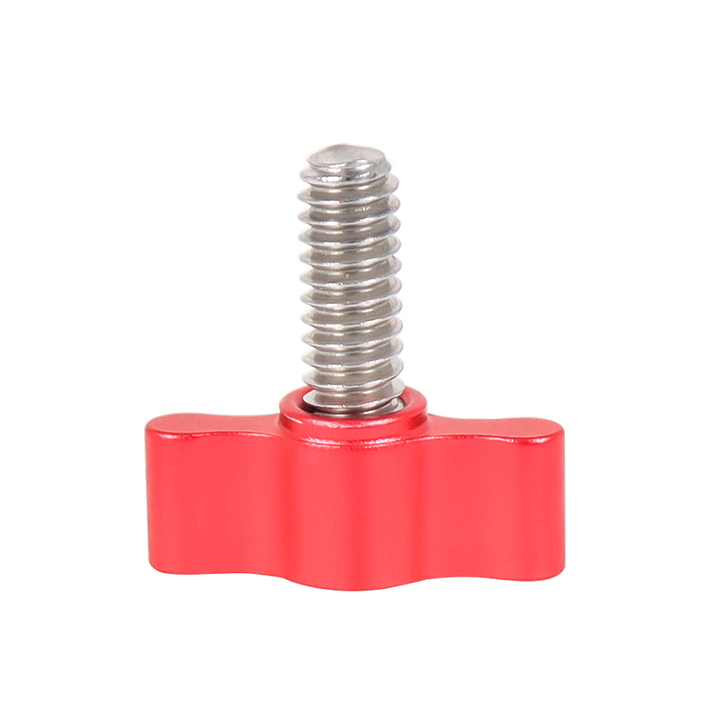 M5 Hand Tighten Screw T-Handle Knob 1/4 Wave Shape Aluminum Handle 304 Stainless Steel Screw