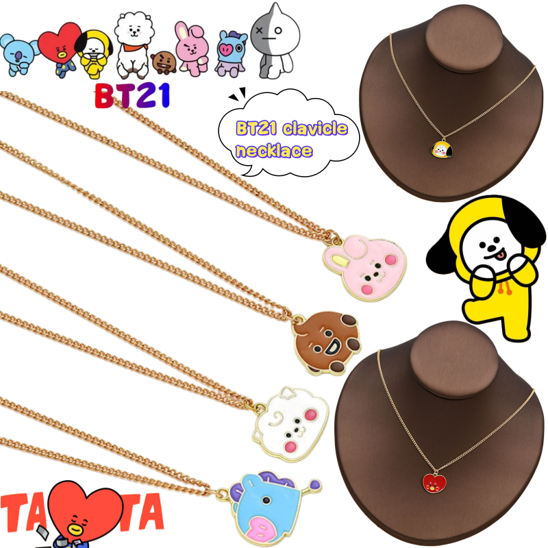 BT21 koya RJ Shooky Cooky Chimmy Clavicle Chain Creative High-value Anime Cartoon Printing Couple Cute Simple Joker Decoration
