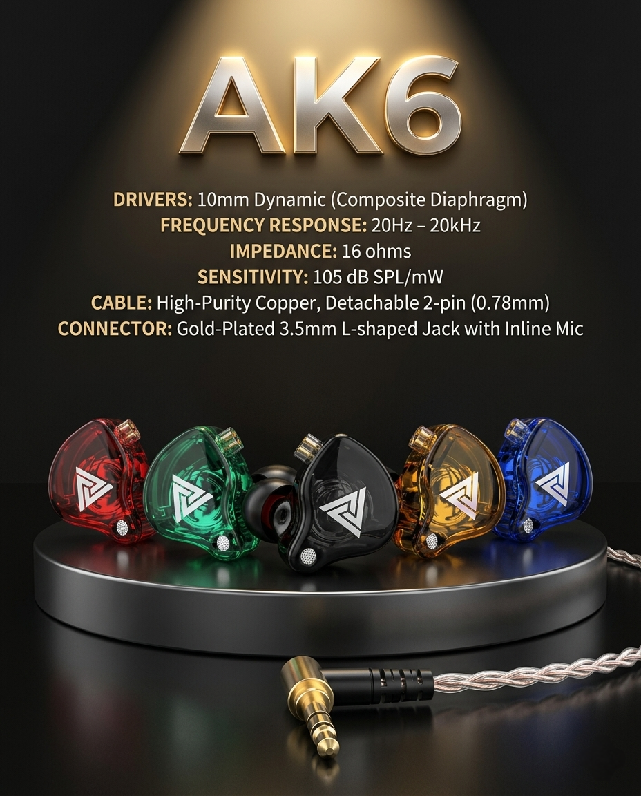QKZ AK6 IEM WITH MIC 3.5MM JACK