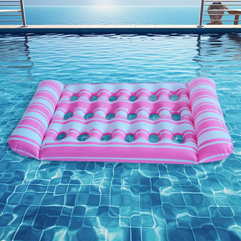 Inflatable Floating Bed PVC Inflatable Water Sleeping Bed Foldable Floating Lounger Air Mattress for Swimming Pool Party