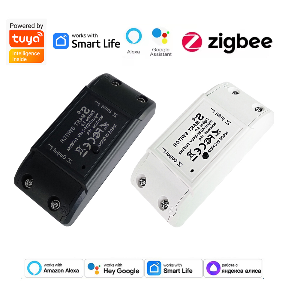 Tuya ZigBee 3.0 Smart Switch Module 10A Smart Home DIY Breaker 1 2 3 4 Gang Supports 2 Way Control Works with Alexa Home