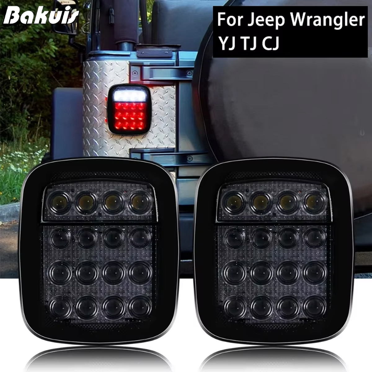 1Pair LED Tail Lights for Jeep Wrangler TJ CJ Reverse Lights,Brake Reverse Light Rear Back Up Lights Daytime Running Lights