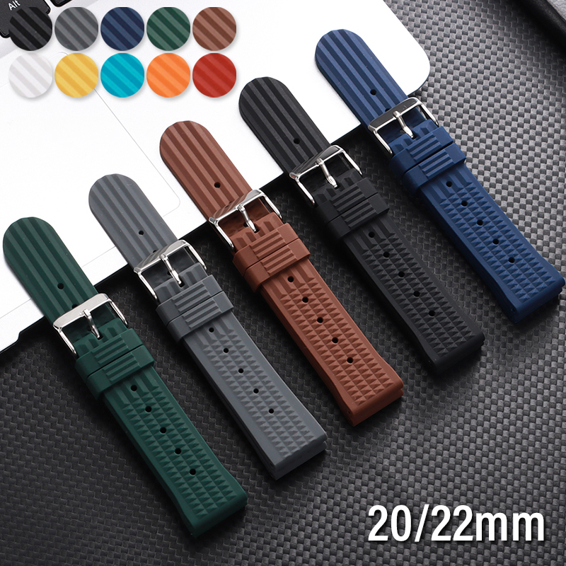 Waffle Silicone Watch Strap 20mm 22mm Quick Release Watchband Waterproof Bracelet for for Universal Wristband