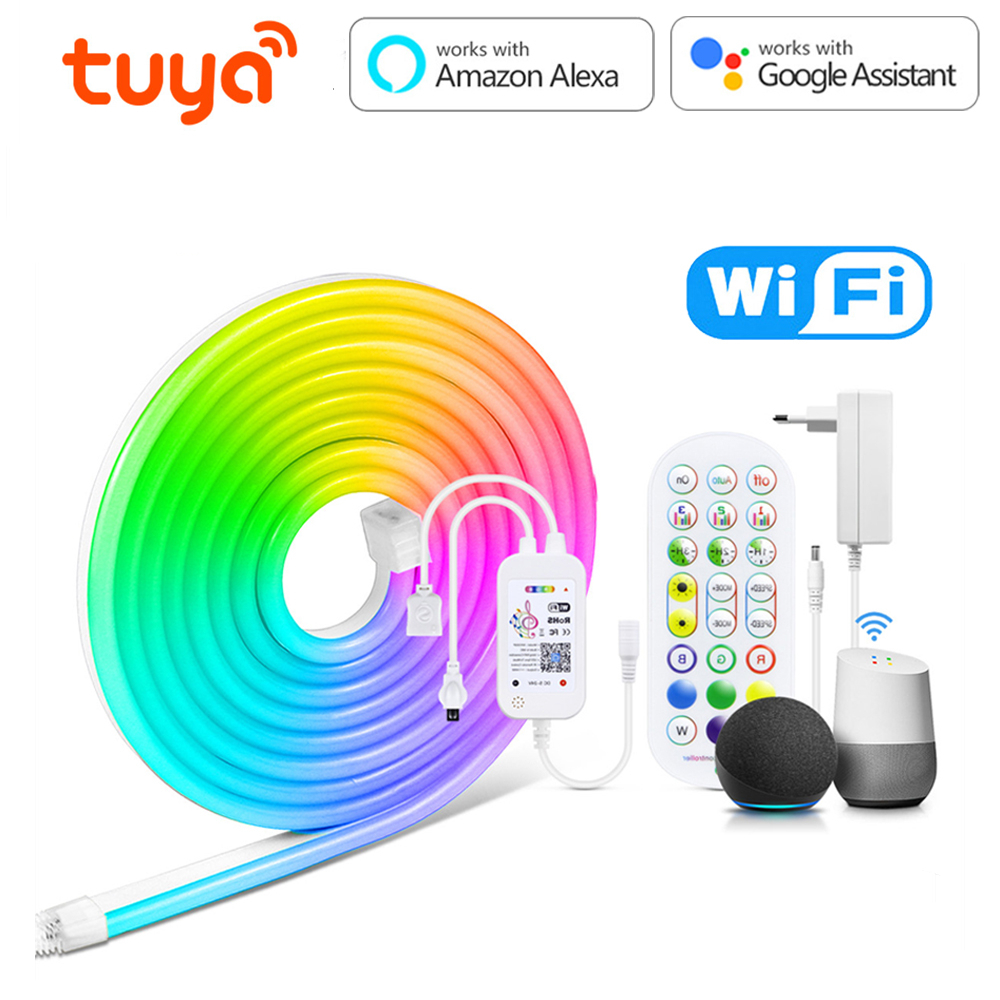 Zigbee Intelligent Home RGB Neon Light Strip For Alexa Assitant Voice Control 5V Tuya USB Lights Game Room PC Wall Decor