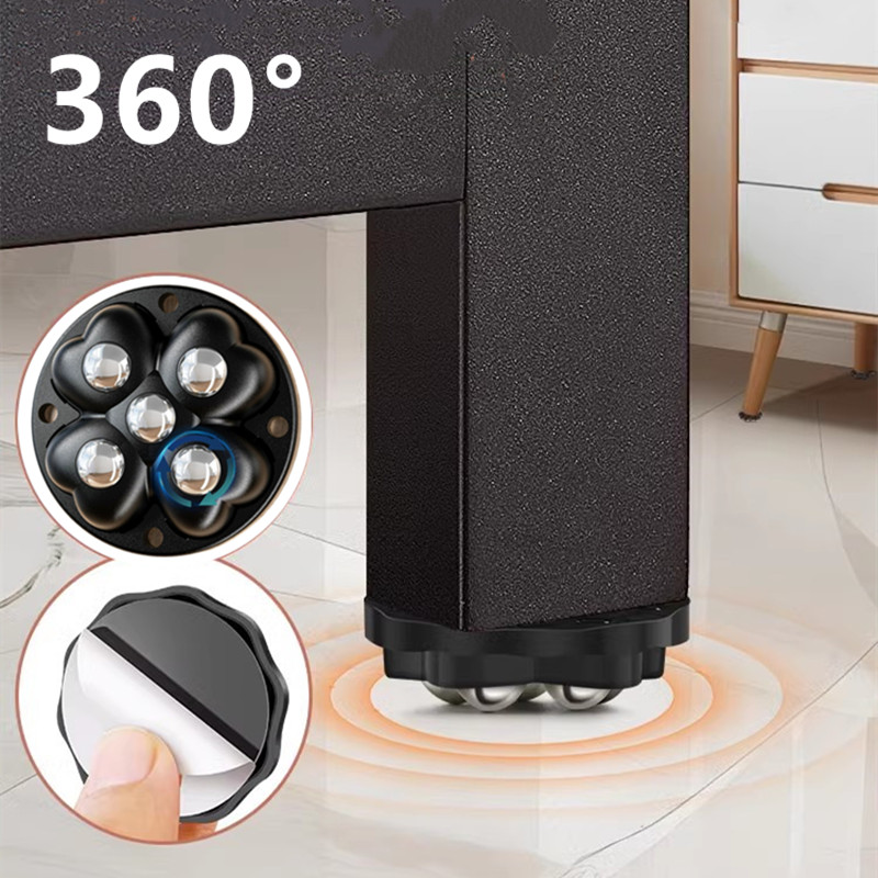 4Pcs New 360°Rotatable Furniture Casters Self Adhesive 5-Ball Storage Box Roller Mute Universal Wheel