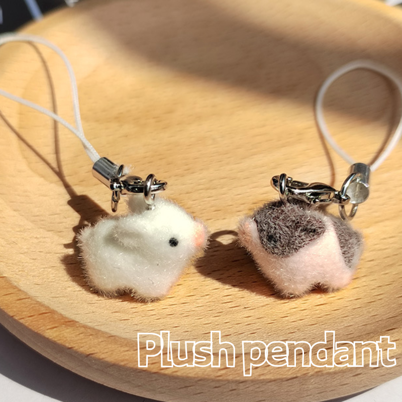 Flocked Soft Plush Pig Keychain Mini Cute Lanyard For Women Girls Cute Animal Bag Charm Phone Lanyard Backpack 열쇠고리