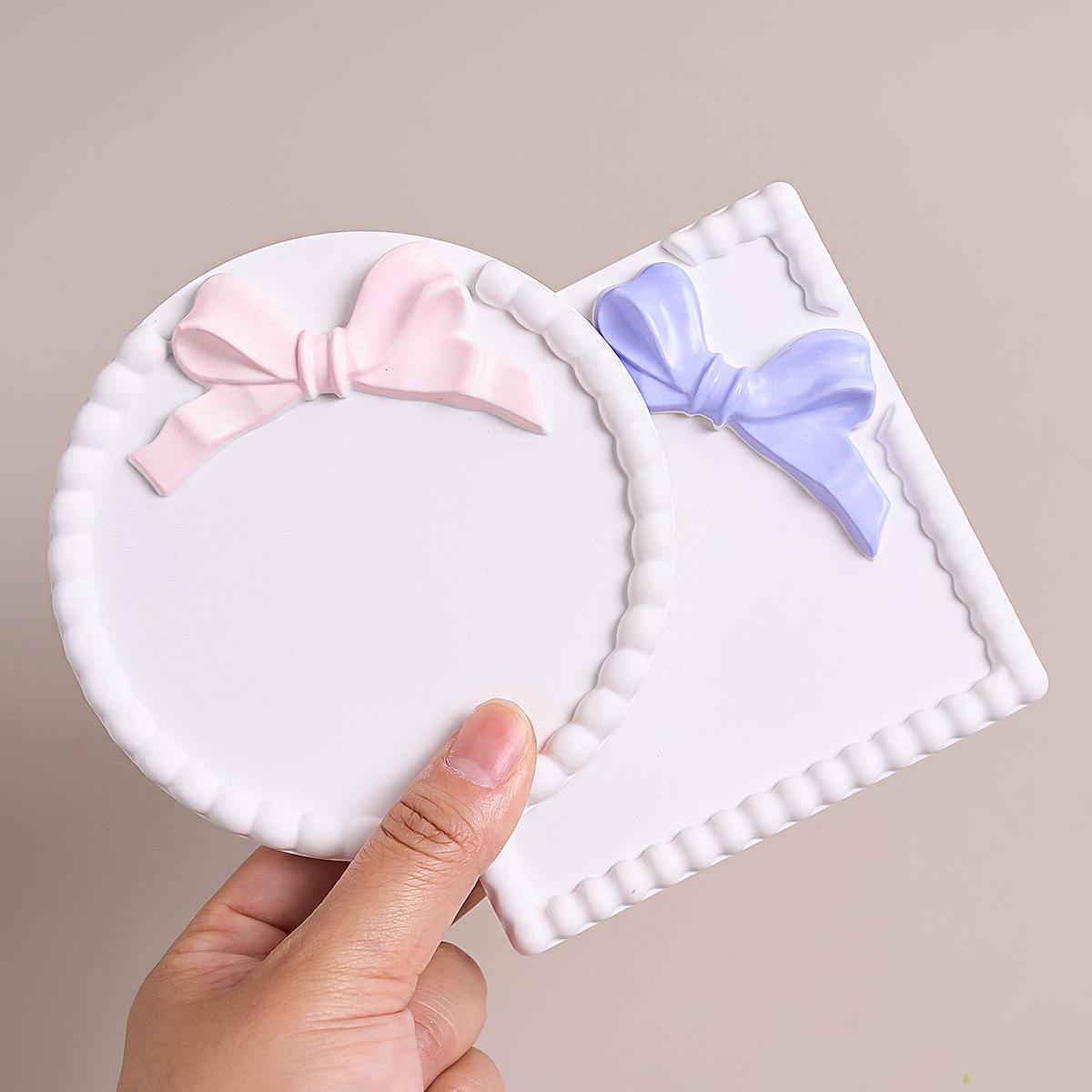 Bow Bubble Tray Silicone Mold DIY Square Round Polka Dot Coaster Candle Base Epoxy Resin Mold Beautiful Crafts Making Home Decor