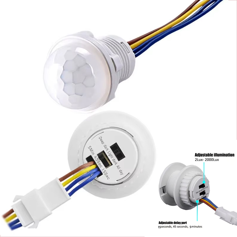 2PCS PIR Motion Sensor Switches Smart Auto Control Light Switch 220V 110V Time Mode Adjust Infrared Human Body Motion Detector