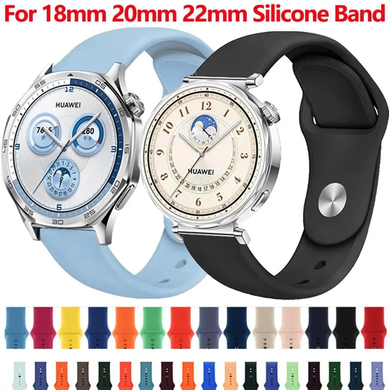 22mm 20mm Sports Silicone Strap for Huawei Watch 5/4/GT6-5-4 GT5-6 Pro 46mm Comfortable Wristband for Galaxy Watch 7/6/5/4 Belt