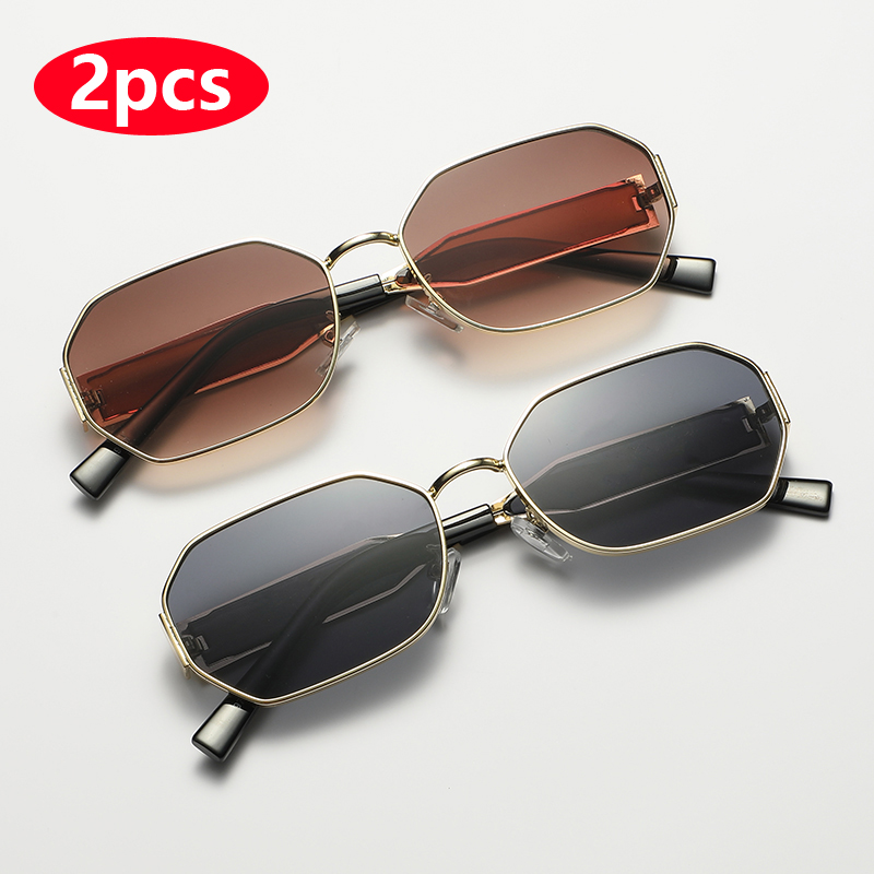 1pcs/2pcs Square Vintage Sunglasses Women Men Brand Designer Retro Metal Rectangle Sun Glasses Female Male Popular Black Eyewear