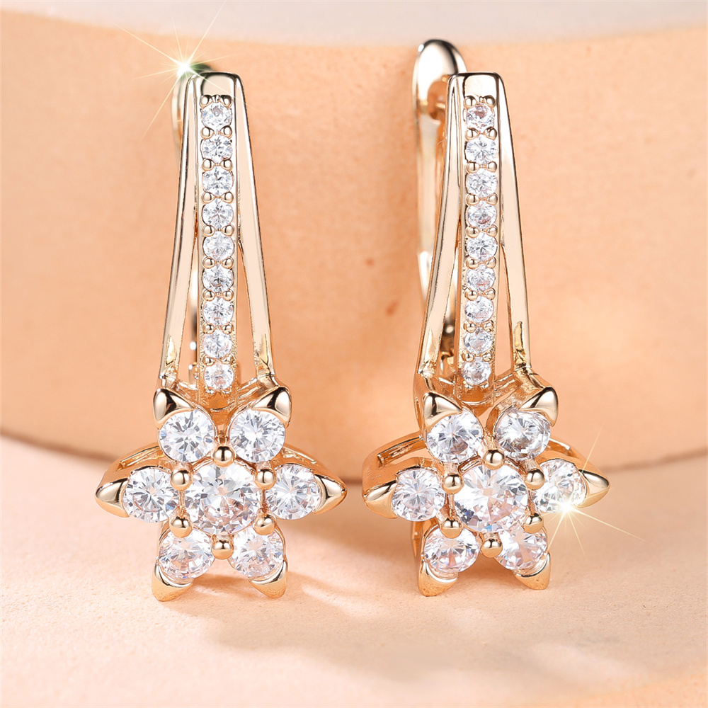 Trendy Cute White Blue Zircon Stone Round Hoop Earrings Luxurious Silver Color Wedding Jewelry For Women