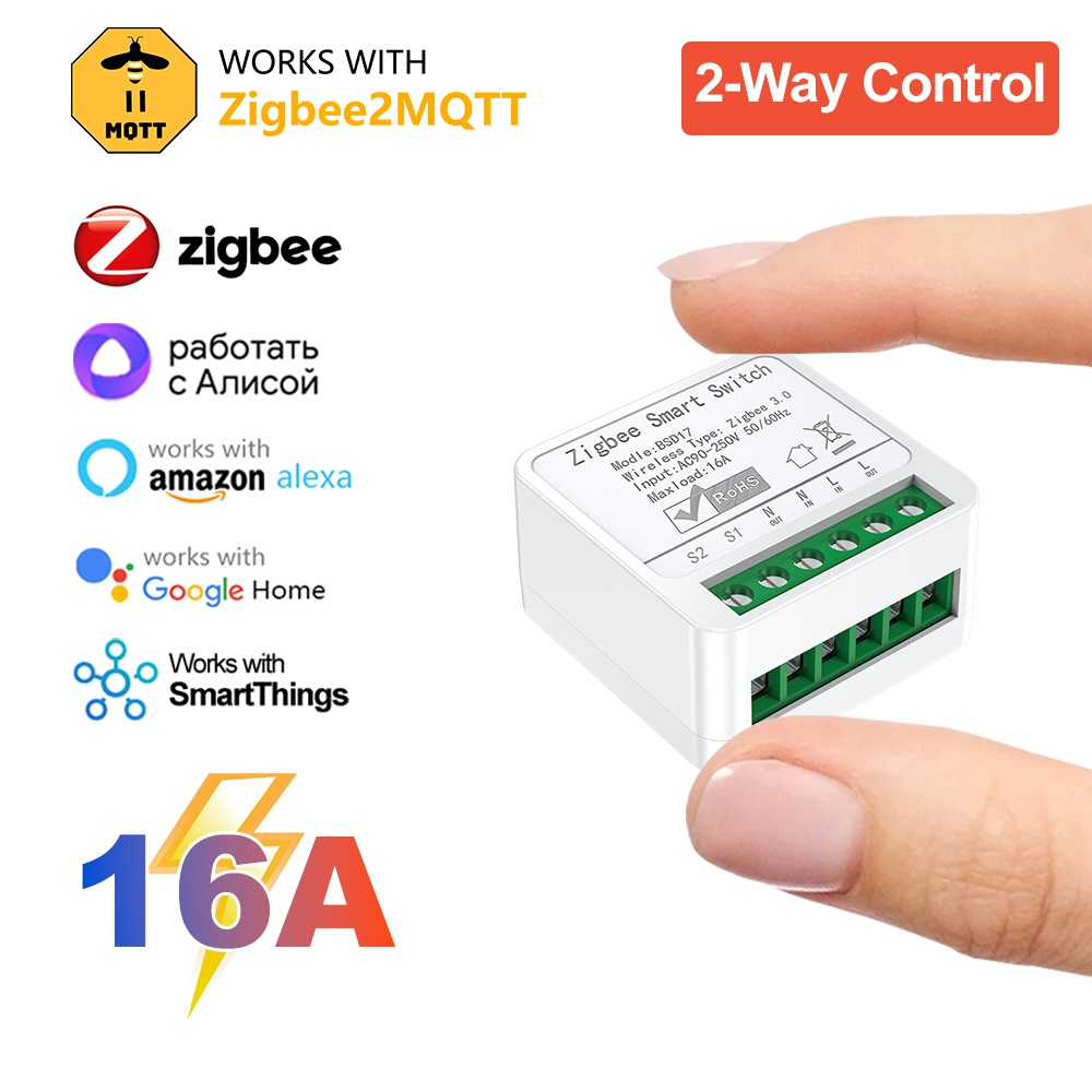 Zigbee eWeLink 16A Mini Smart Switch Wireless DIY Light Switches 2 Way Control Support Alexa Home Voice Control