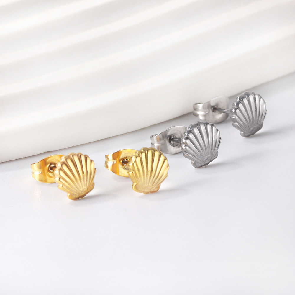 Trending Tiny Ear Stud For Women Girls Shell Shape Stainless Steel 18K Gold Silver Plated Piercing Aretes De Mujer Wedding Gifts