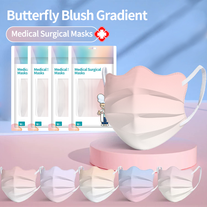 10PCS Blush Pink Cute Disposable Face Masks 3 Ply Filter Safety Masks Comfortable Breathable for Women Men Daily Wear