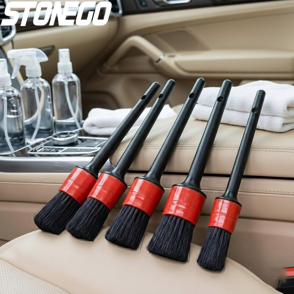 5in1 Car Interior Cleaning Brush Set Auto Detailing Tools for Air Vents Dust Removal and Automotive Care Products