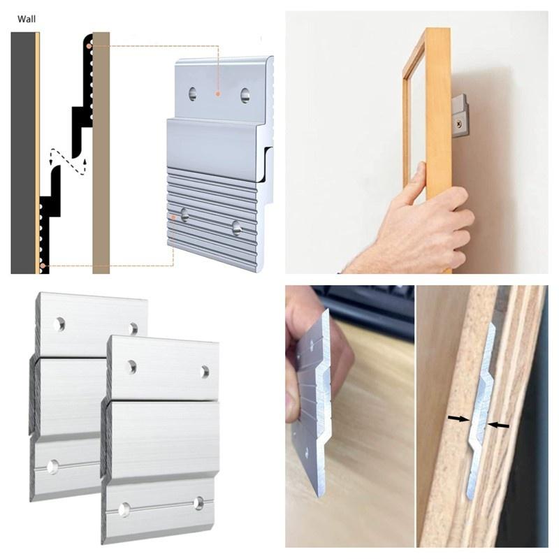 1 Pairs French Cleat Picture Hanger Heavy Duty Aluminum Z-Clamps Interlocking Wall Mounting Bracket Picture Hanging For Mirrors