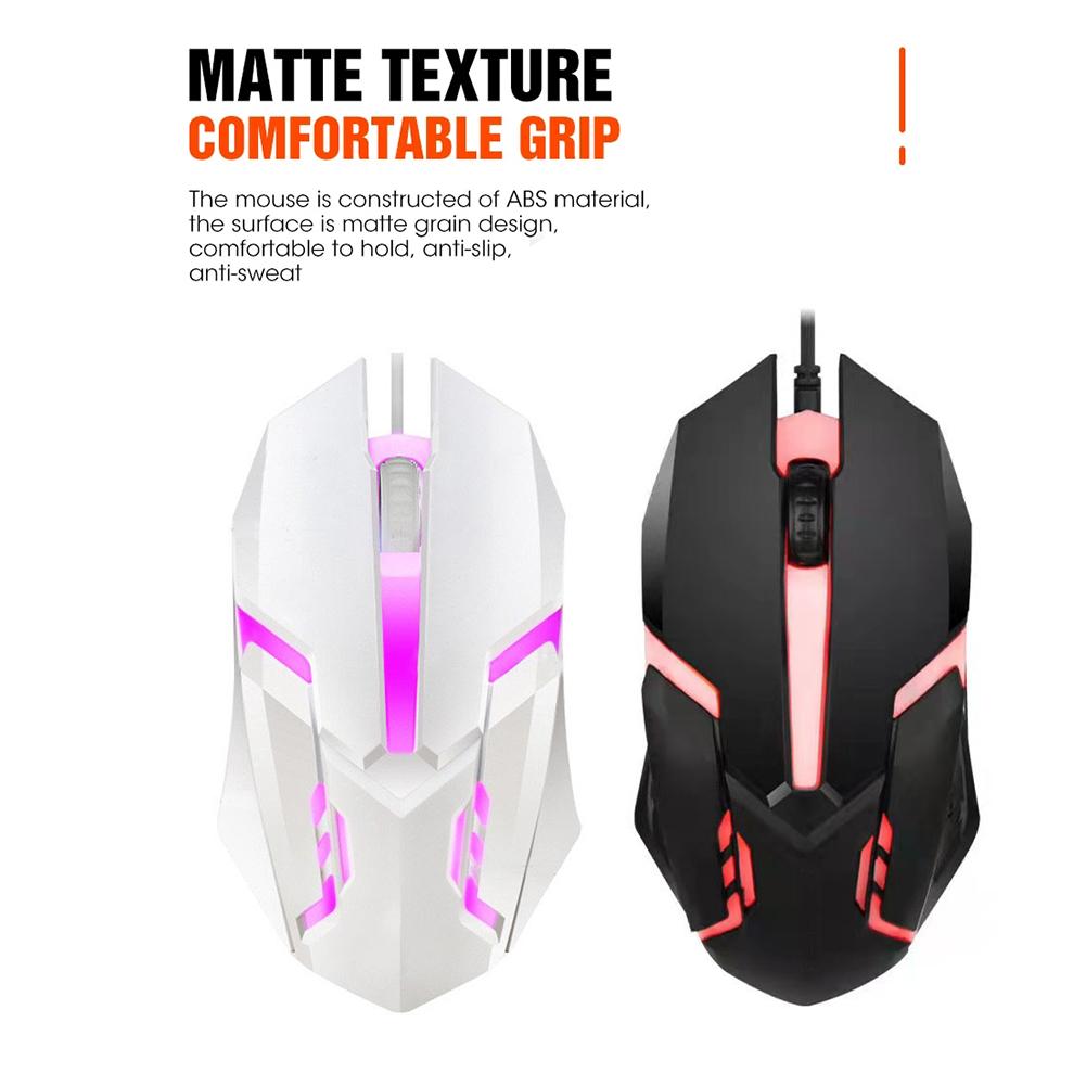 1pc 3Keys Sports LED Luminous Backlit Wired Gaming Mouse USB Wired For Desktop Laptop Mute Home Office Computer Gaming Mouse