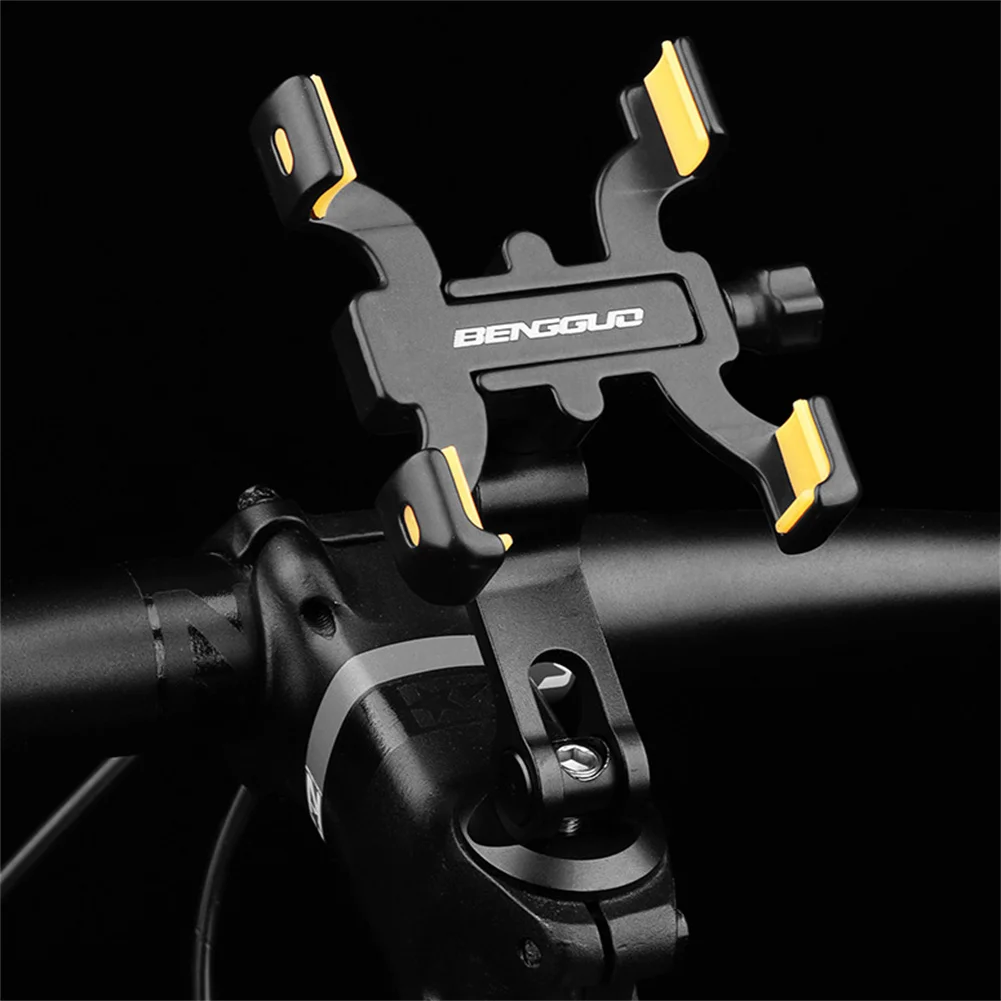 Aluminum Alloy Bicycle Cell Phone Holder Handlebar Four Claw Bracket Mount 360° Rotating Adjustable for IPhone Universal
