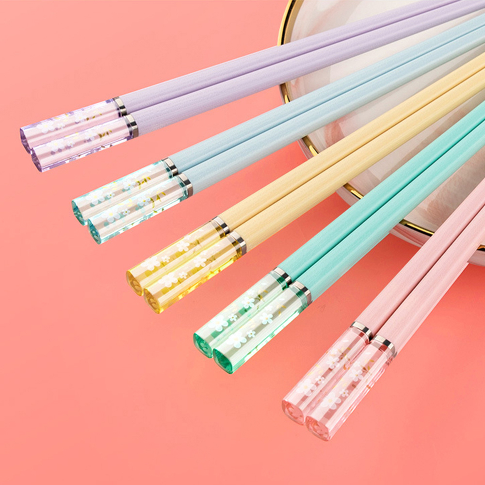 5 Pairs Japanese Sushi Chopsticks Natural Wooden Eco-Friendly Reusable Wood Korean Chinese Food Chop Sticks Set