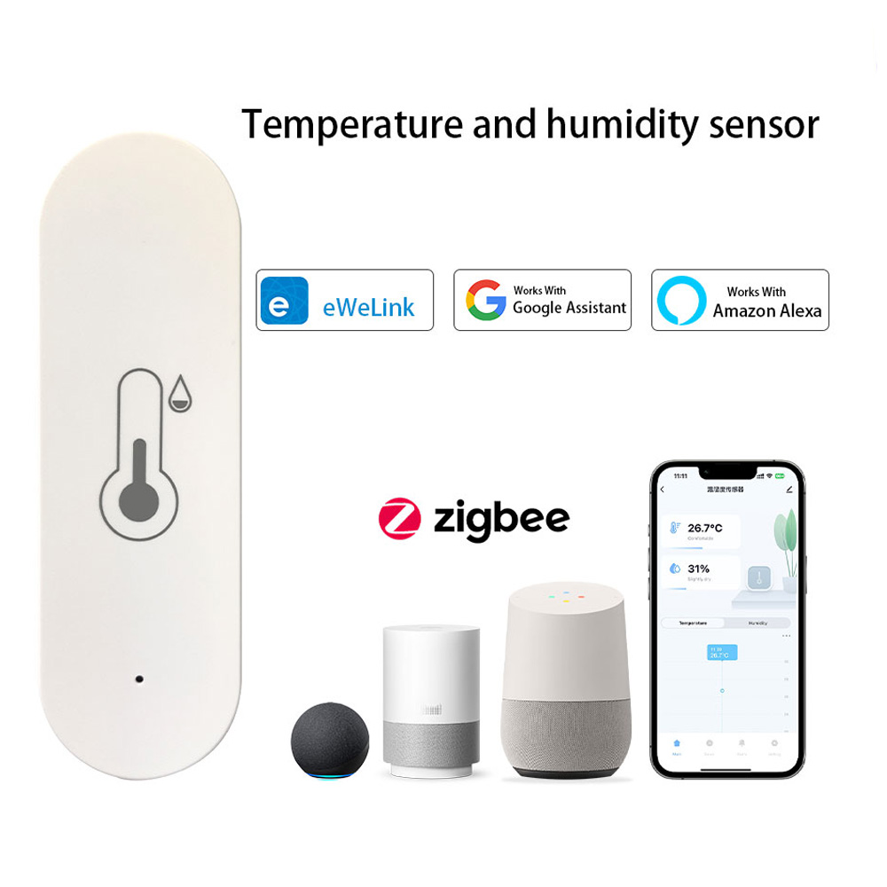Ewelink Zigbee Temperature Humidity Sensor Home Connected Thermometer Compatible With Alexa Google Assistant